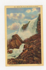 Vintage Postcard   NIAGARA FALLS, NY    BRIDAL VEIL, CAVE    LINEN   POSTED 1943 picture