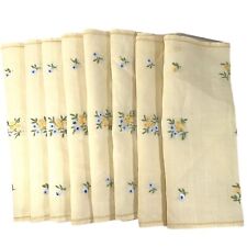 Vintage Set of 8 PLACEMATS Embroidered Table Runner Handmade Yellow Floral 9 pcs picture