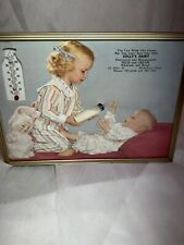Vintage Advertising Thermometer Waterbury Ct Sollys Dairy Girl With Baby picture