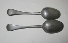 LARGE rare pair antique 18th century Dutch solid heavy cast pewter spoon 1700's picture