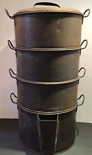 Antique Stacked Tin Steamer Set National Steam Cooker Baltimore MD Primitive picture