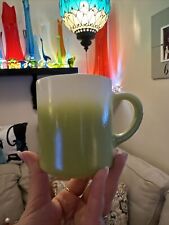 Vtg Hazel Atlas Mug Avocado Green White Ombre Milk Glass  10 Oz picture