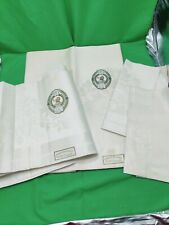 VTG Irish Linen Double Damask Tablecloth 40x88 W 3 Matching Napkins #80 picture