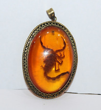 RARE ANCIENT EGYPTIAN ANTIQUE Scorpion Amber Pendant Necklace (A+) picture