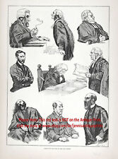 London Law Courts Judge Barrister Defendant, Large 1880s Antique Print & Article picture