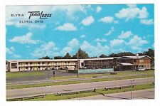 1950's ELYRIA OH TRAVEL LODGE MOTEL ROUTE 57 VINTAGE POSTCARD OHIO POOL CARS OLD picture