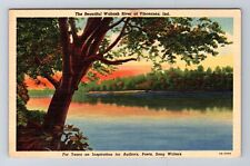 Vincennes IN-Indiana, Sunset on Wabash River, Antique Vintage Postcard picture