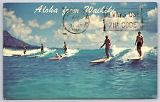 Hawaii Waikiki Surfers Ocean Surfing Postcard picture