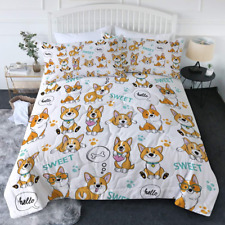 Corgi Bedding Cartoon Dog Comforter Set Welsh Corgi Gifts for Corgi Lovers 3 Pie picture