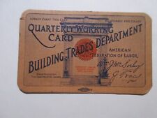 1927 Building Trades Department Quarterly Working Card Passaic NJ Sept 30 picture