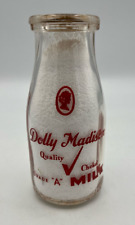 Dolly Madison Milk Glass Bottle Half Pint Quality Checked Grade A with Lid picture