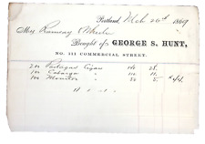 1869 George S Hunt 111 Commercial St PORTLAND ME Billhead Lot of 4 Various Sizes picture