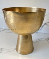 Vintage MCM Brass Pedestal Bowl Vase picture