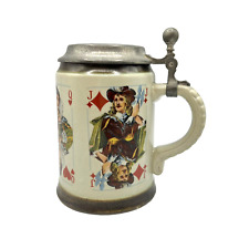 Marzi & Remy Stoneware Lidded 0.5 L Beer Stein Playing Cards German Original picture