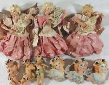 9 Antique Cartapesta Angels Cupid Italy Paper Mache Christmas Ornaments AS IS picture