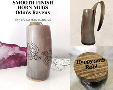 Real Horn Mug, Personalized Viking Horn Mug - Odin’s Raven, Custom Engraved picture