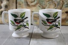 Vintage 6 oz Red Bird Pedestal coffee cups set of 2 double sided Stackable picture