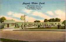 Fredericksburg, VA Virginia Paynes Motor Court Vintage Advertising Postcard picture