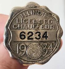 VINTAGE ANTIQUE 1934 ILLINOIS CHAUFFEUR TAXI LICENSE EMPLOYEE BADGE PIN #6234 picture