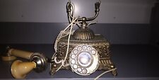 Vintage  French Victorian Style Rotary Dial Phone Ivory Gold .PARTS REPAIR  picture