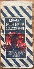 QUAKER OATS Vintage FUL-O-PEP Scratch Grains 100lb Cloth Sack FIGHTING ROOSTERS picture