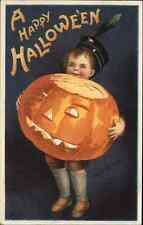 Halloween Little Boy w/ Huge JOL Ellen Clapsaddle c1910 Postcard EXC COND picture