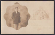 Young man double-breasted blazer Old Orchard Beach RPPC ME postcard c 1905 picture