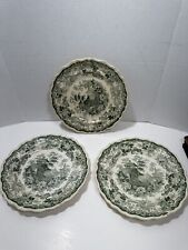 Lot 3 Swiss Scenery Opaque china Antique Staffordshire Green Transferware READ picture