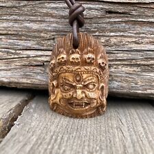 Buddhist Mahakala Amulet Pendant Leather Cord Necklace Protection Jewelry picture
