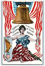 Patriotic Postcard Liberty Under Big Bell Eagle c1910's Unposted Antique picture