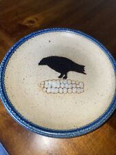 Vintage Monroe Salt Works Pottery Crow On Corn Salad Plate 7.5