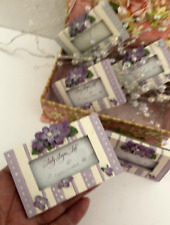 NEW Vtg LADY JAYNE LTD Purple 3D Violets Mini Photo FRAME Easel For 2X3