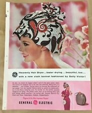 GE hair dryer print ad 1963 orig vintage 1960s retro photo art Sally Victor  picture