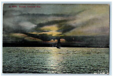 c1910 Sailboat on Sunset Traverse Bay Michigan MI Antique Unposted Postcard picture
