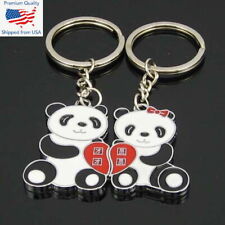 2pcs Couples Panda Keychain Friends Lovers Keyring Valentine's Day Present Gift picture