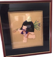 Japanese Shadowbox Framed 3-D Fabric Wall Art Artwork Girl Child picture