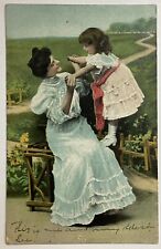 Woman Playing with Little Girl Vintage Postcard Posted 1907 picture