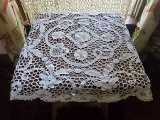 Vintage White Fancy Crochet and Cut-Work 32-inch Round Table Doily picture