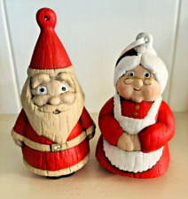Vtg 1970s Christmas Ornaments Santa & Mrs Claus Ceramic 5