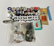 COLORFUL Lot of 35+ VINTAGE SPOOLS Sewing Thread & Some Assorted Buttons picture