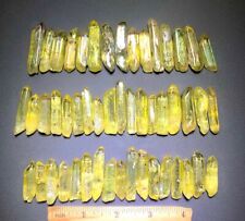 50pcs Titanium Rainbow Aura Quartz Crystal Citrine Yellow Points Wands Lemurian picture