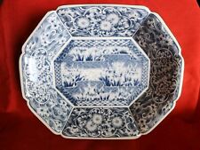 Japanese Satsuma Dish/Rare Find Pattern/Asian Design/ Serving Tray/ White&Blue picture