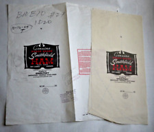 PAIR  Vintage Paper / Cloth Bags - AMBER BRAND HAM, GWALTNEY, SMITHFIELD VA 2005 picture