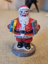Old Miniature Metal Christmas Santa With Presents In Hands picture