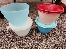 Set Of 4 Tupperware #148 Pastel Refrigerator Bowls W/ 3 Sheer Lids  picture