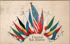 WW1 World Flags United We Stand 1918 Camp Green to Trento NJ Postcard Z2 picture