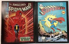 DC Superman # 15 Comic & Spider-Man SPIDER-MAN NO MORE Canvas Wall Art 19 x 14in picture