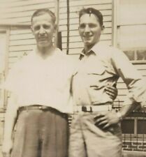 Vintage B&W Photo Father & GI Son 1940s Philadelphia Row Home picture