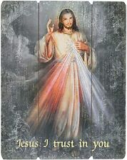Laser Cut Wood Divine Mercy Icon Wall Plaque, Jesus I Trust in You, 15 In picture