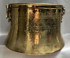 Large Decortive Brass Bucket Heavy, Engraved Middle Eastern 17